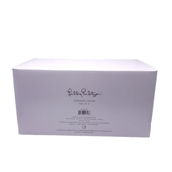 Lilly Pulitzer 12oz Ceramic Mugs Blue Floral Pair of 2 - Picture 2 of 9